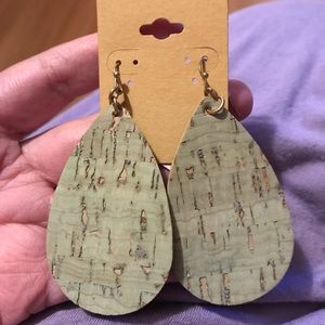 Sage green cork earrings